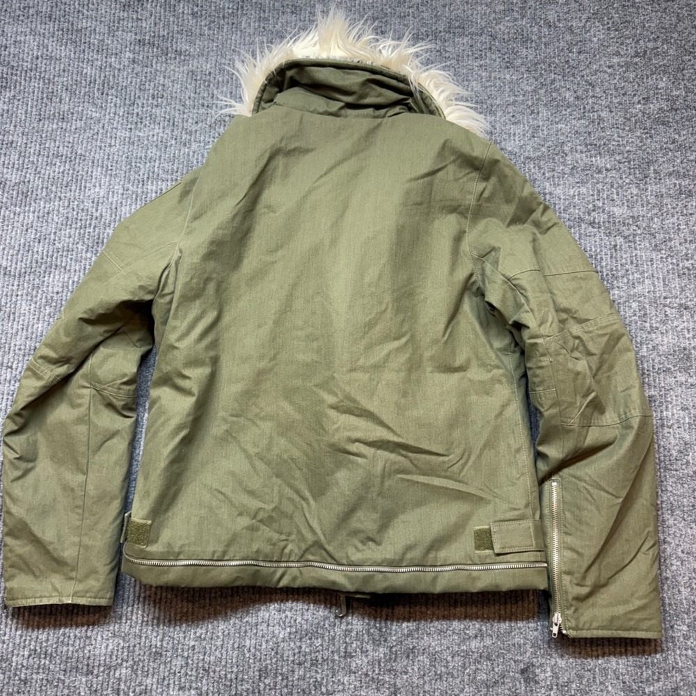 Vintage Juicy Couture Army Jacket Womens Large Olive Faux Fur Collar Rare Y2K - Picture 8 of 14